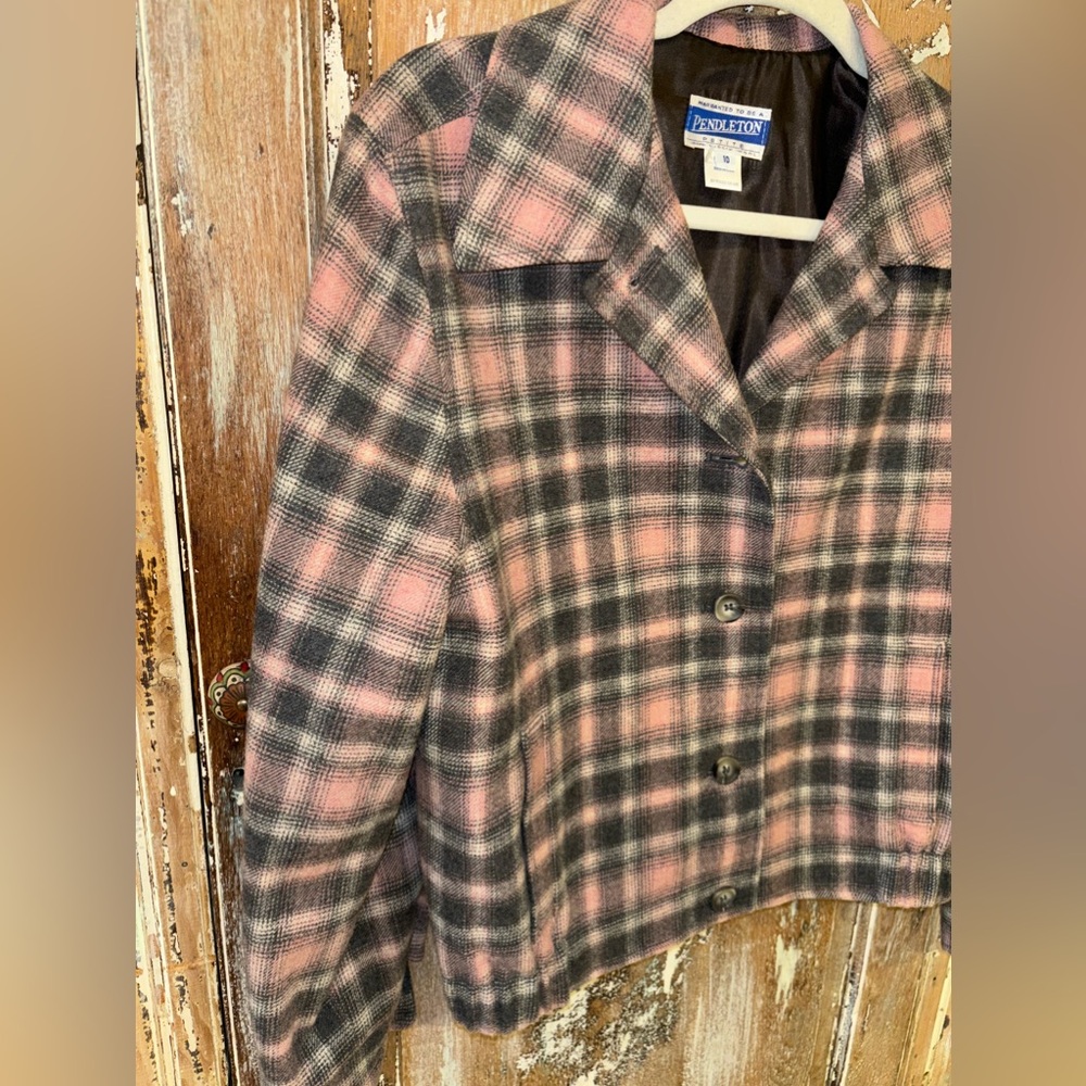 Pendleton Wool Button Down Jacket Pink And Gray P… - image 6